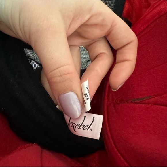 Vintage Red Black Lace Corset Top  Y2K Gothic Whimsigoth Coquette Lingerie 34B - Picture 9 of 9